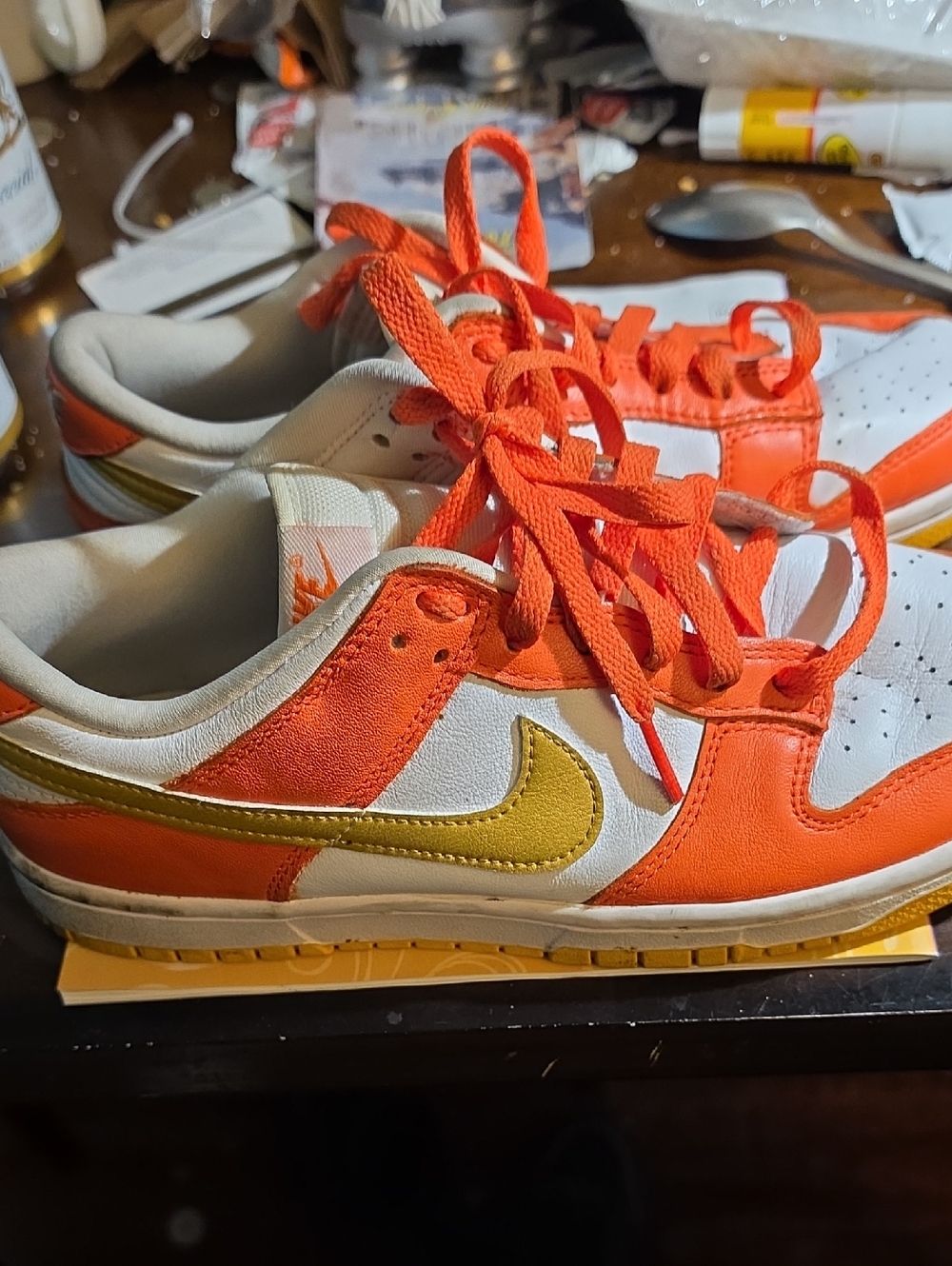 Nike Orange and Yellow Low-Top Sneakers with White Panels